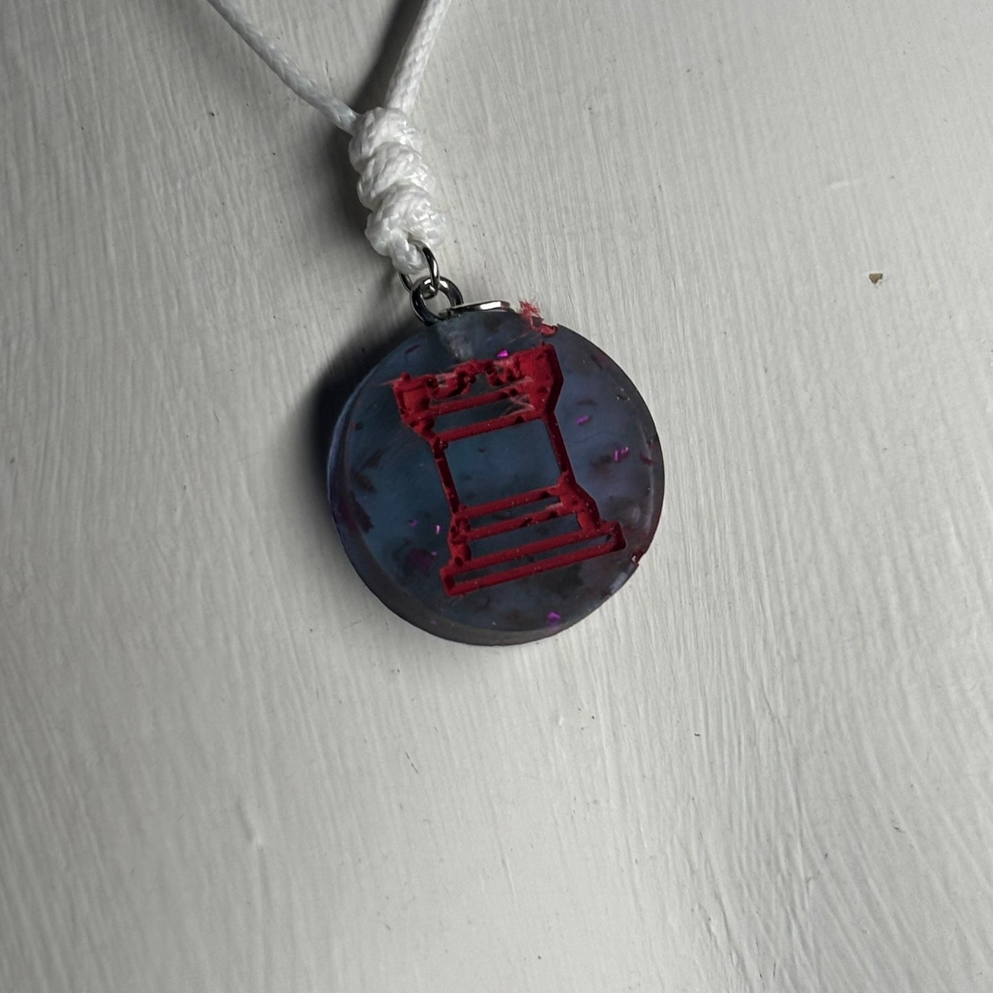 Purple Red Rook - Handmade Resin Chess Necklace