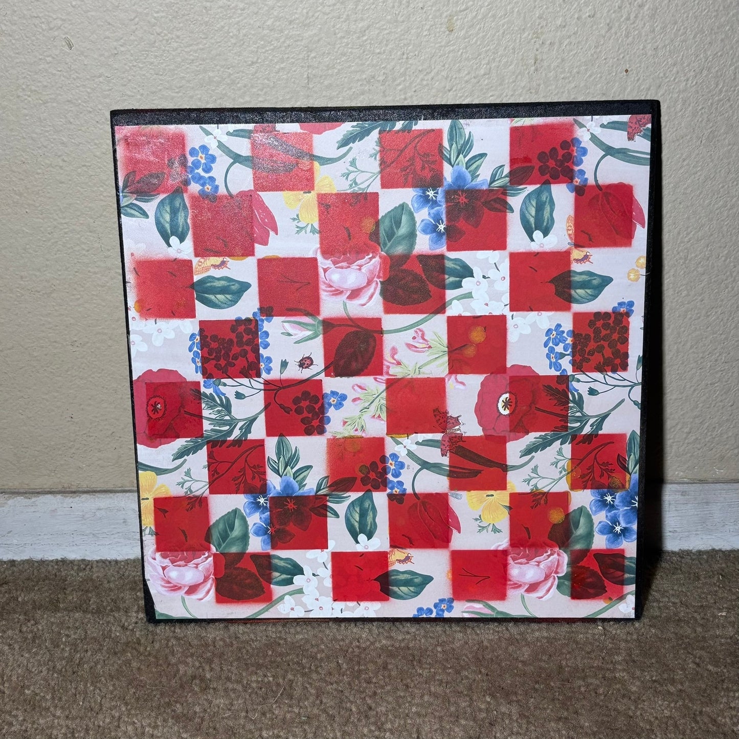 Red Garden Of Flowers - Scrapbook Chess Board