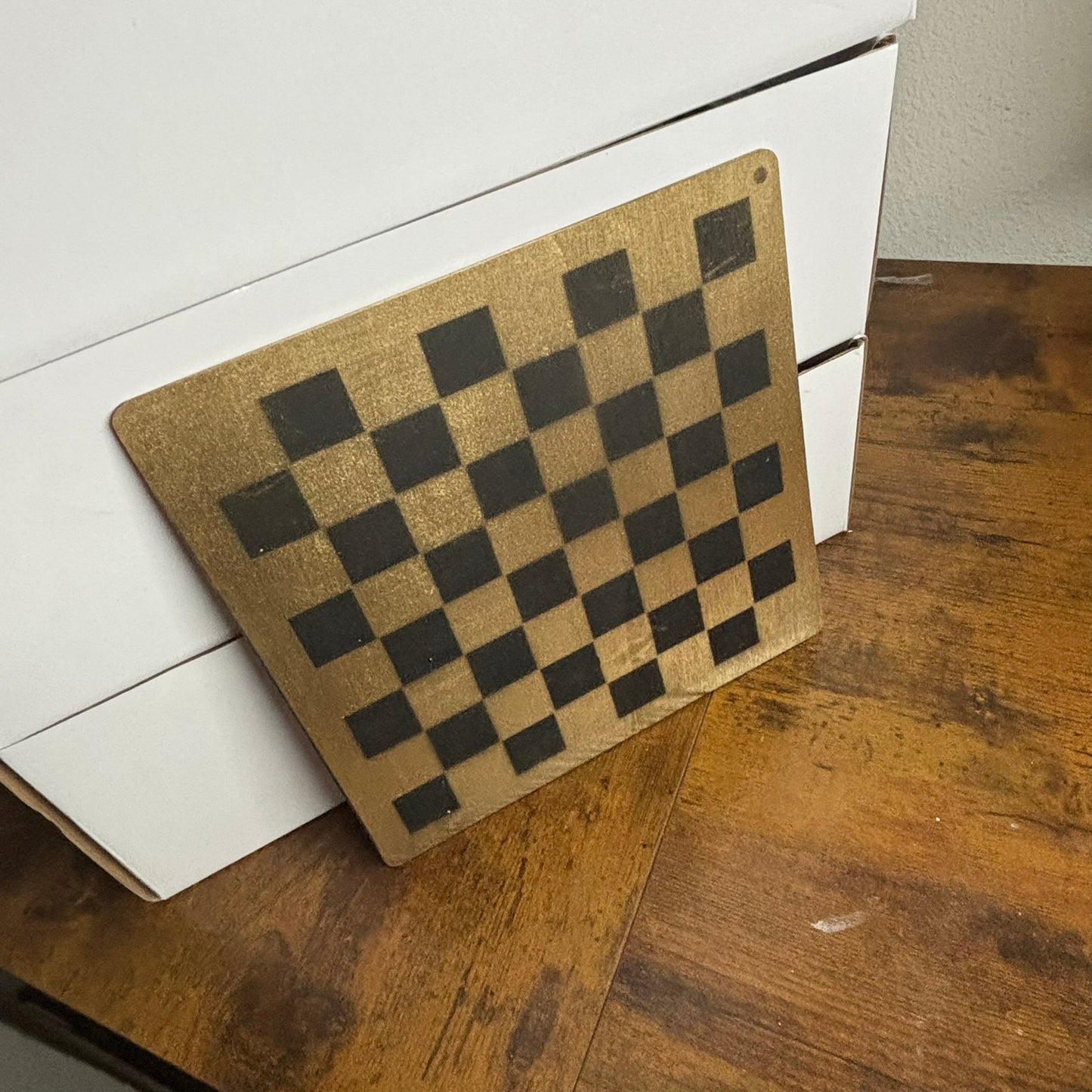 Black & Gold - Painted Thin Wooden Chess Board