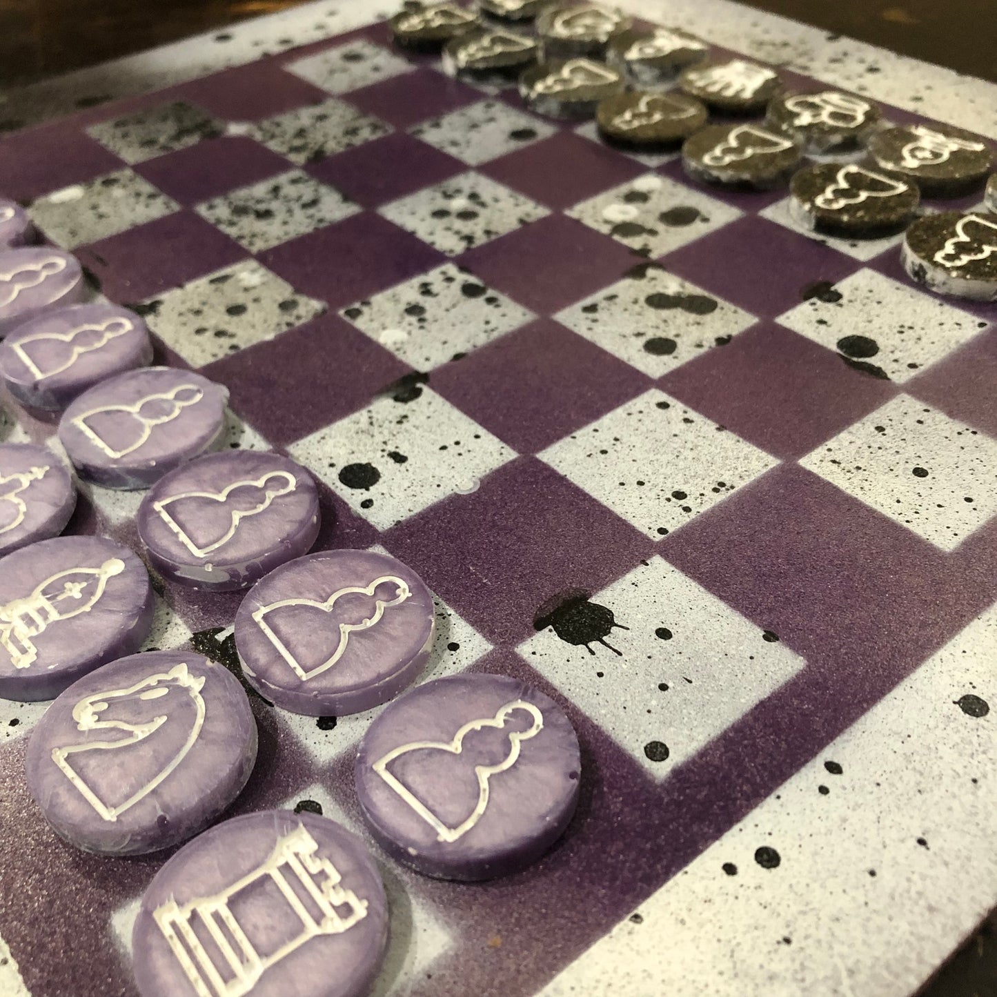 Speckled Purple - Painted Chess Set