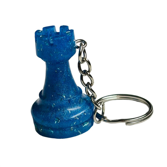 Blue Crystal Rook - Handmade Resin Keychain