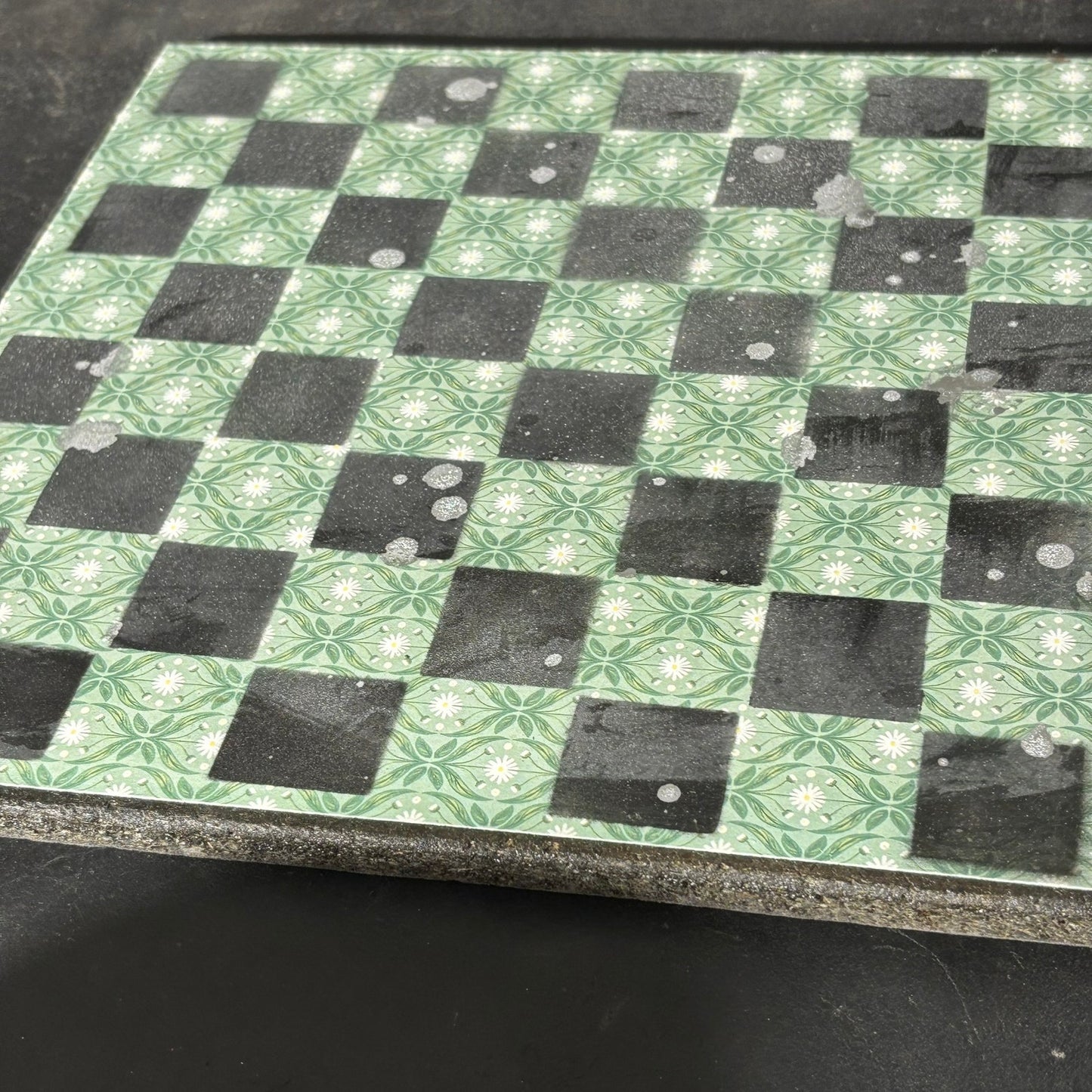 Green & Black - Scrapbook Chess Board