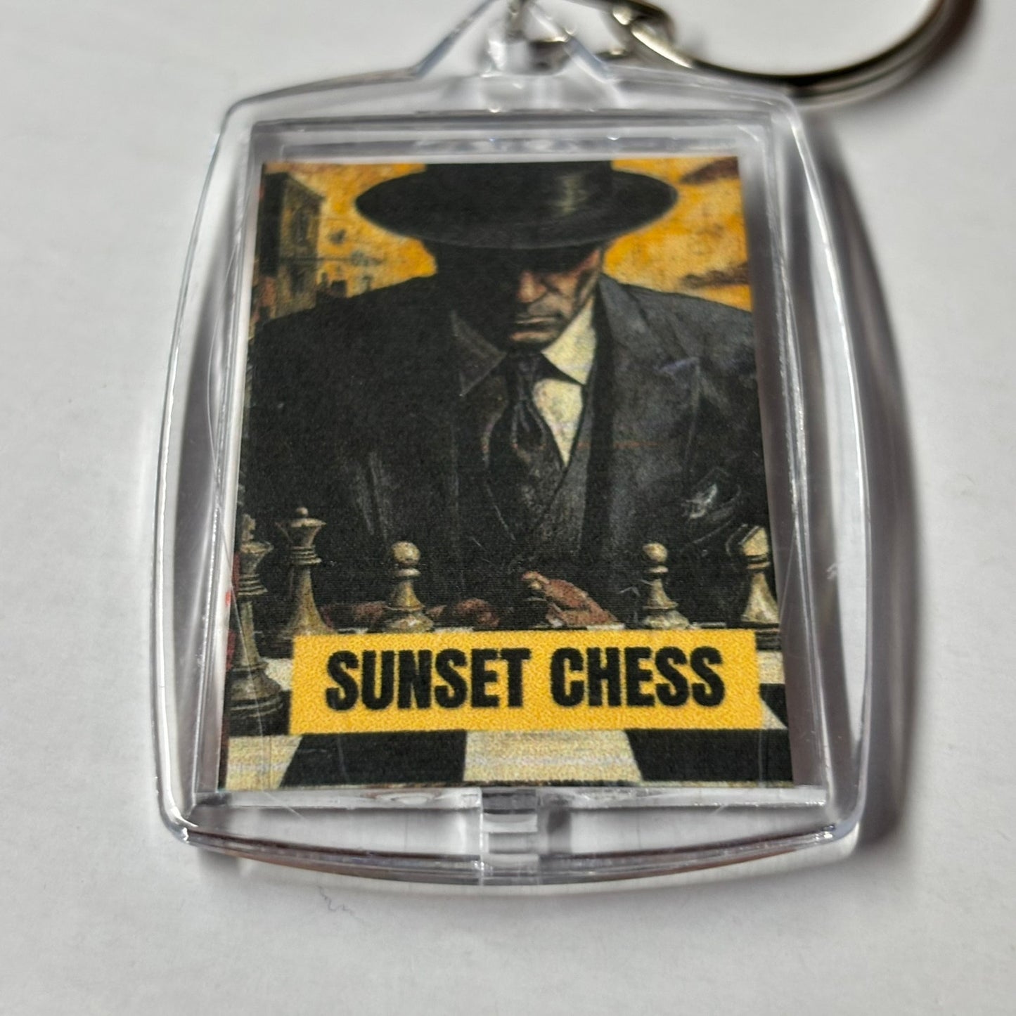 Mystery Man - Sunset Chess Photo Keychain
