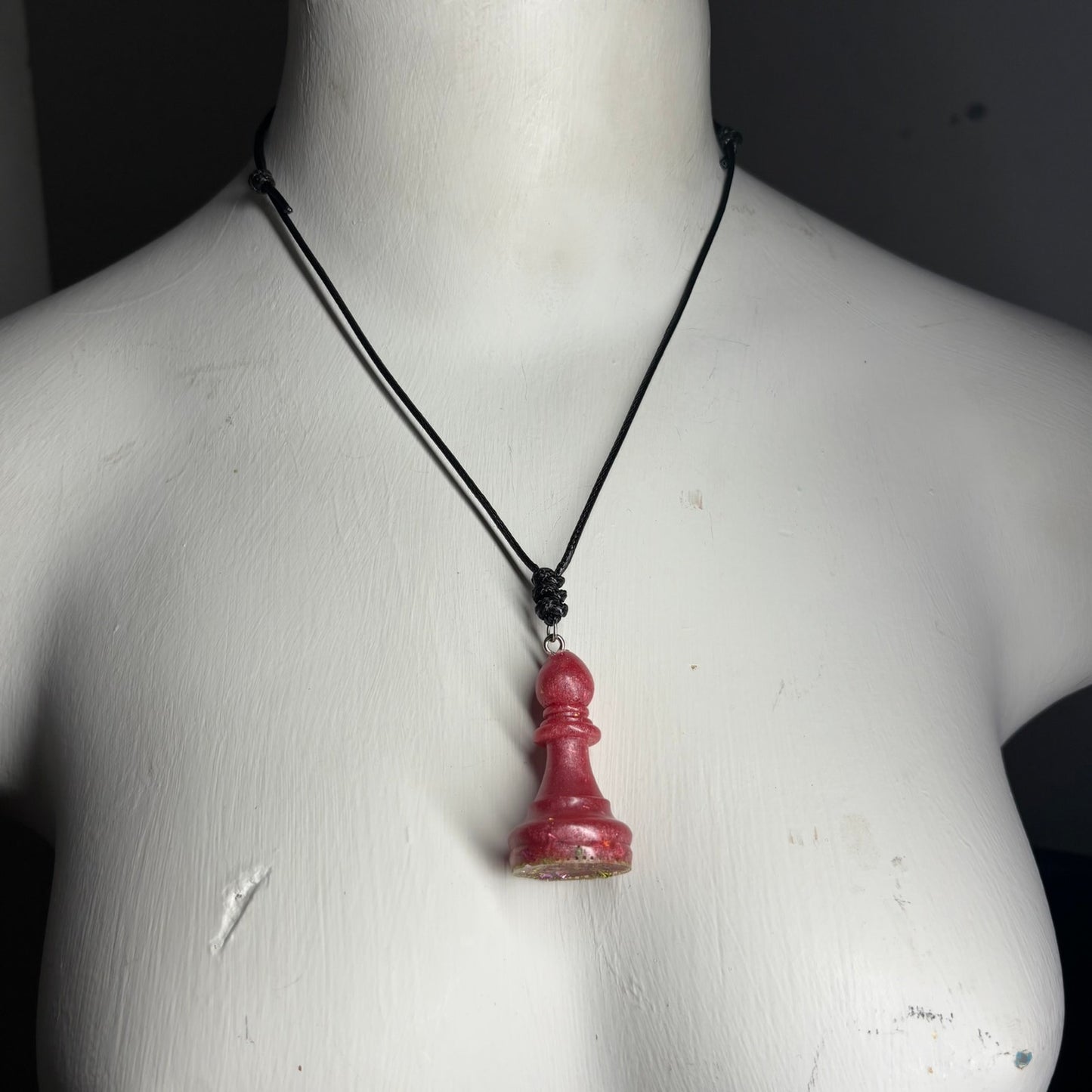 Pretty Pink Bishop - Handmade Resin Chess Necklace