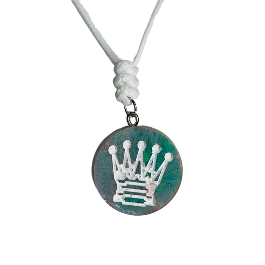 Ice Green Queen - Handmade Resin Chess Necklace
