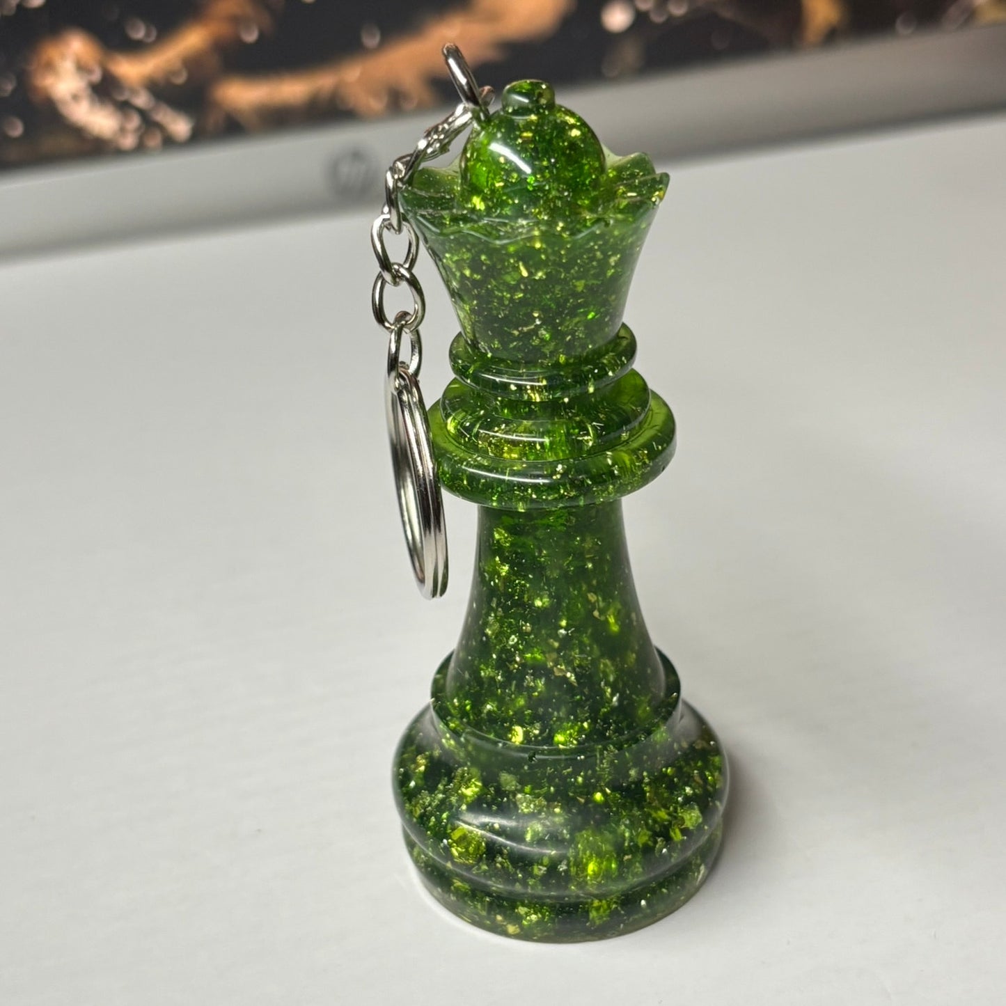 Green Emerald Queen - Handmade Resin Keychain - Large Edition