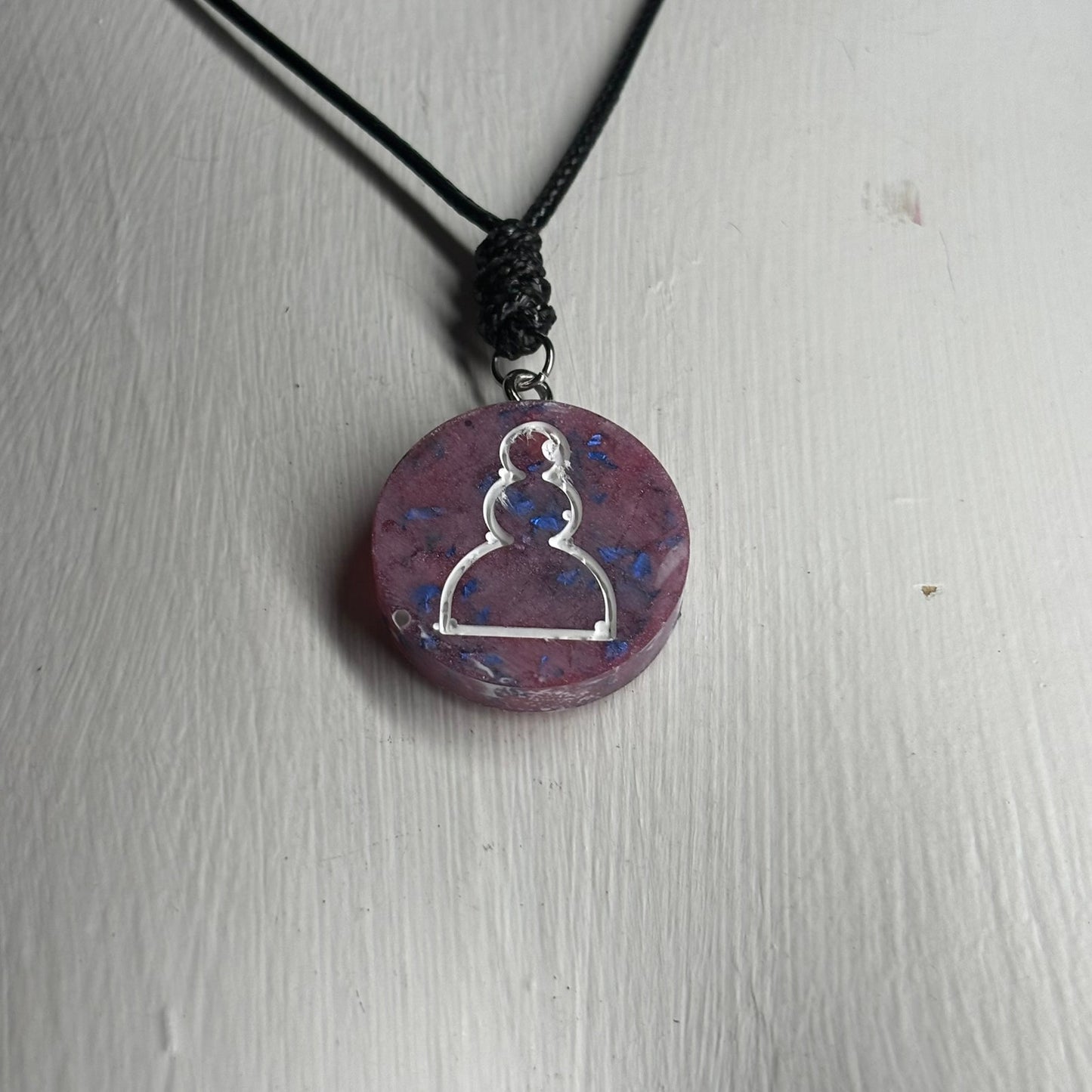 Purple/Pink Mixed Pawn - Handmade Resin Chess Necklace