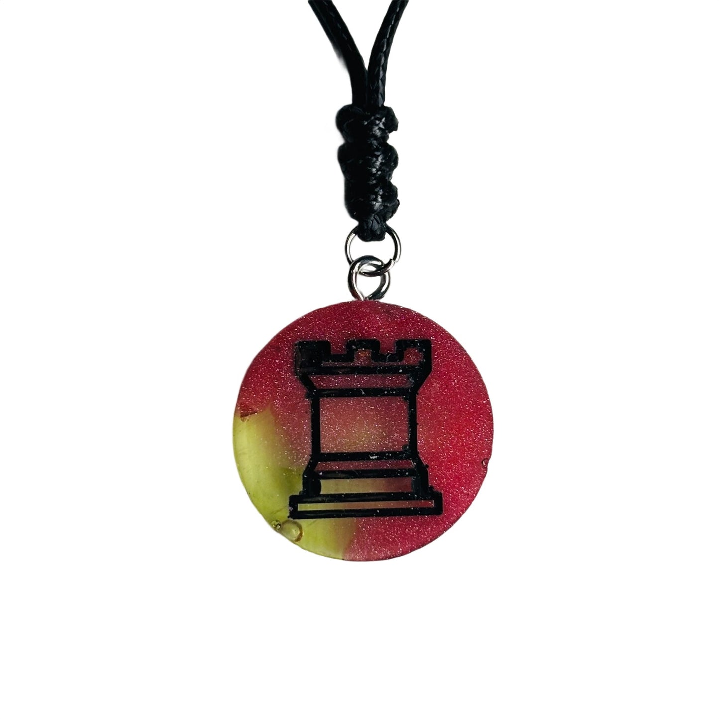 Mesh Red Rook - Handmade Resin Chess Necklace