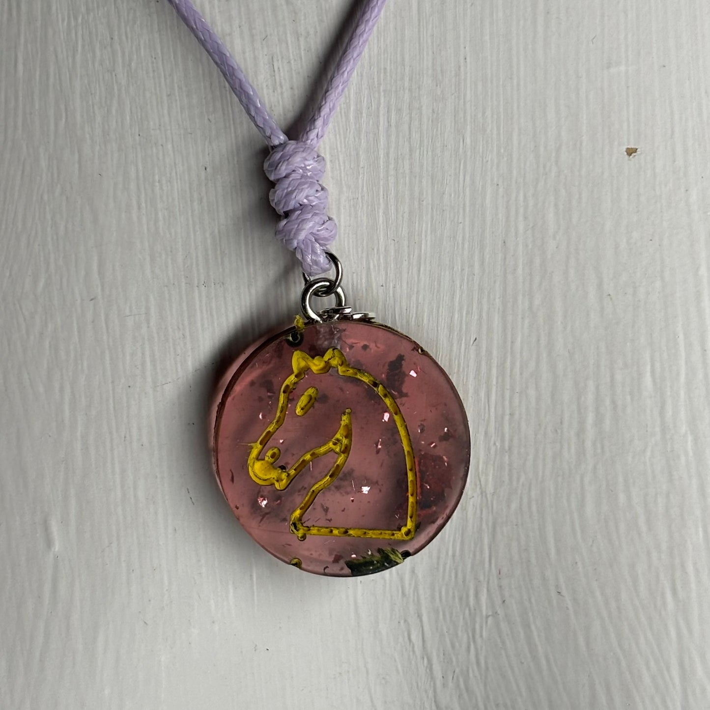 Purple Translucent Knight - Handmade Resin Chess Necklace