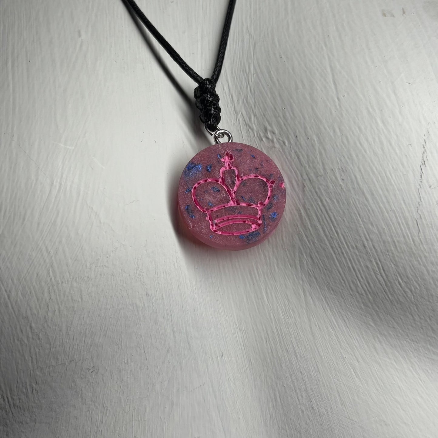 Prestigious Pink King - Handmade Resin Chess Necklace