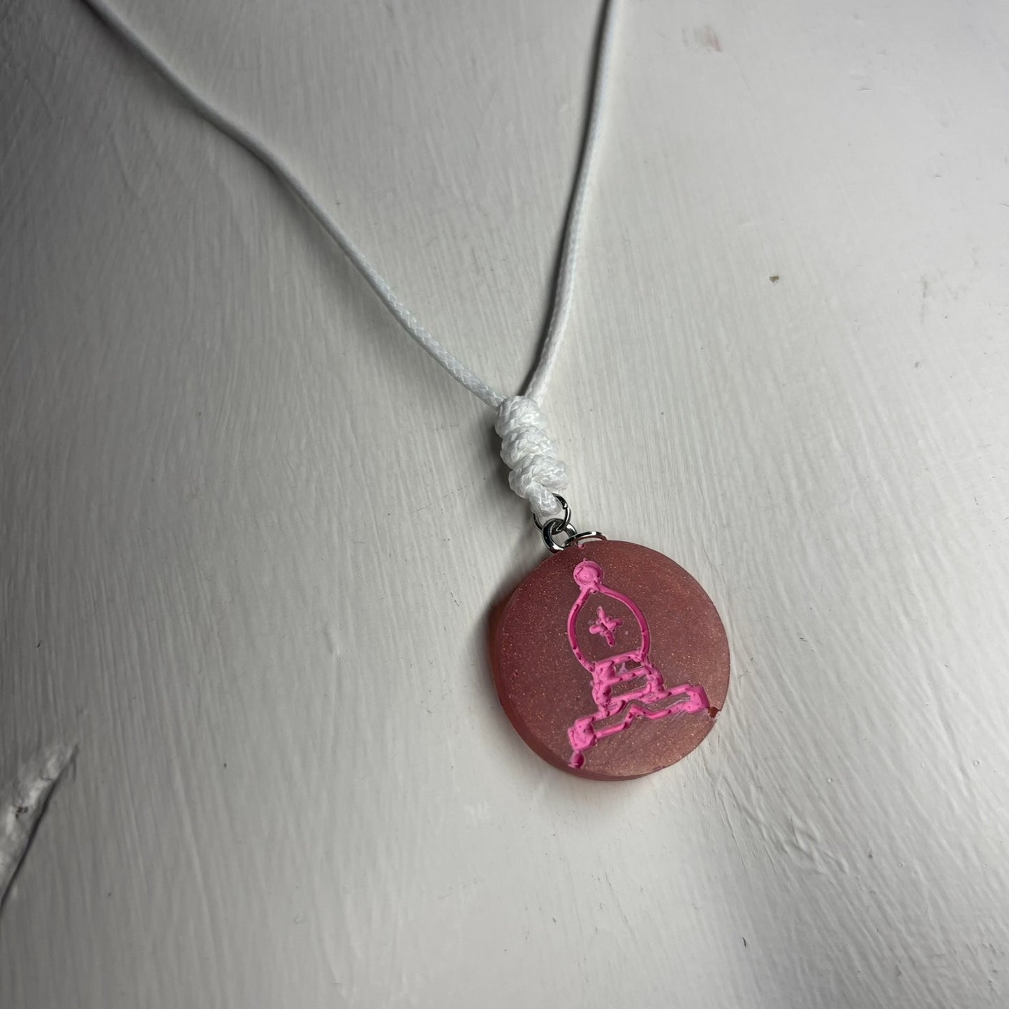 Pink Bishop - Handmade Resin Chess Necklace