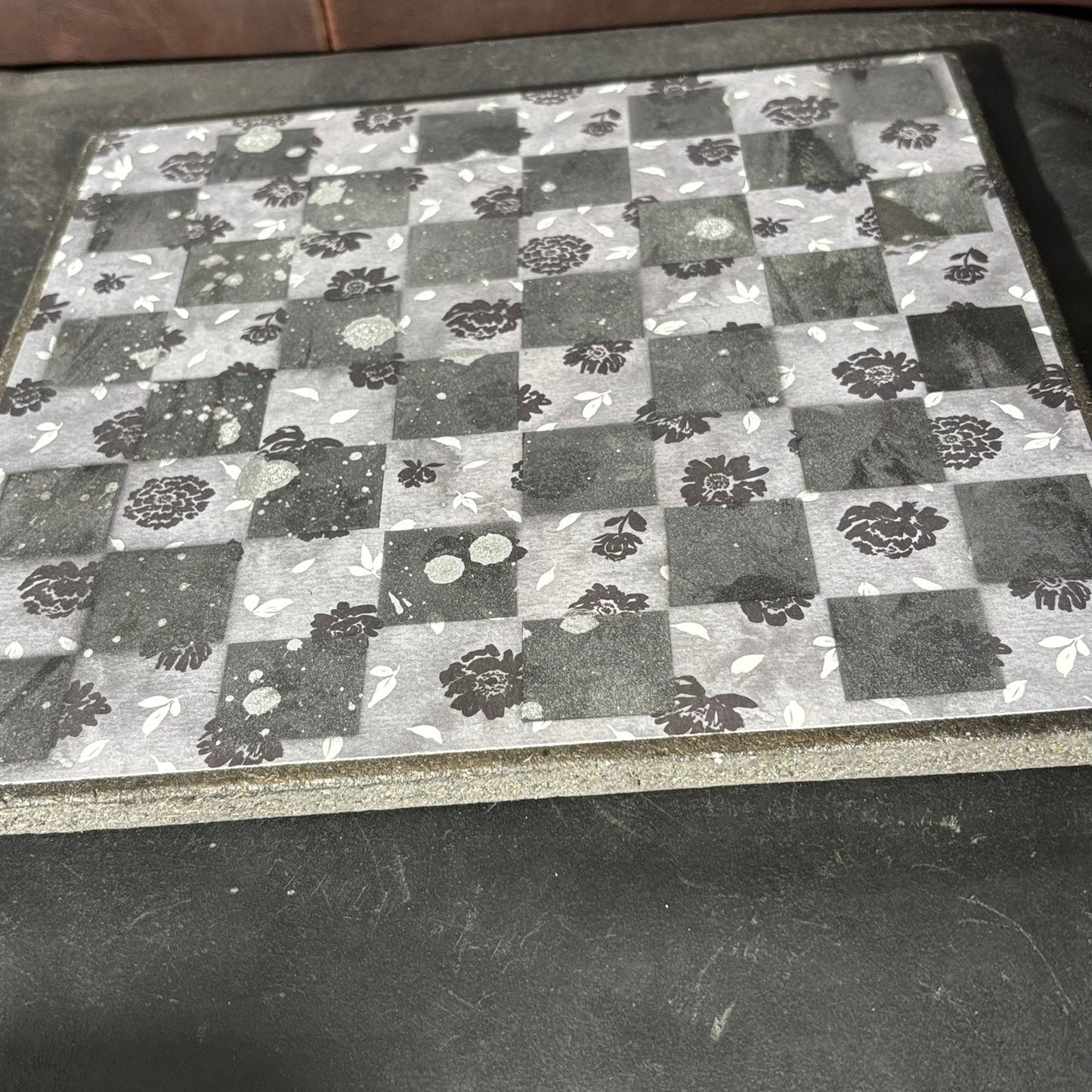 Black Ice Flowers - Scrapbook Chess Board