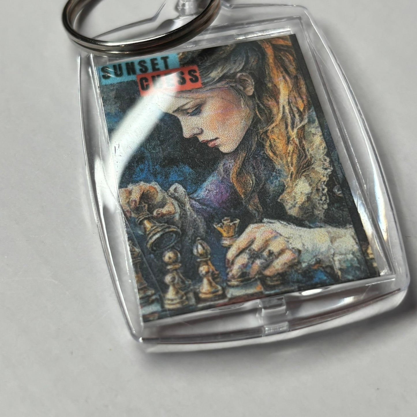 Young Woman - Chess  Photo Keychain