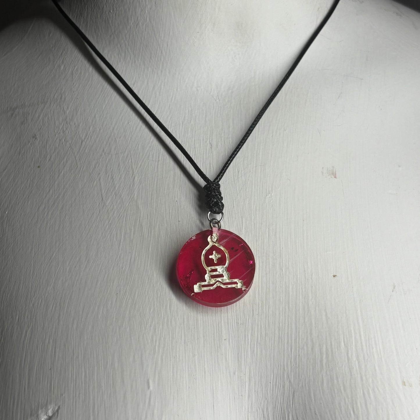 Cherry Red Bishop - Handmade Resin Chess Necklace