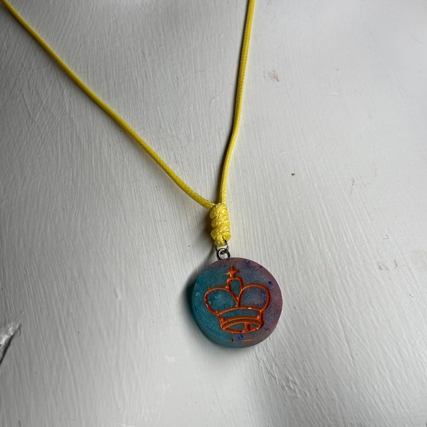 Miami Orange King - Handmade Resin Chess Necklace