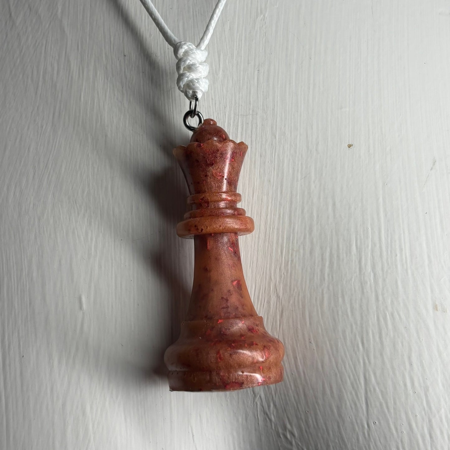 Orange Fire Queen - Handmade Resin Chess Necklace
