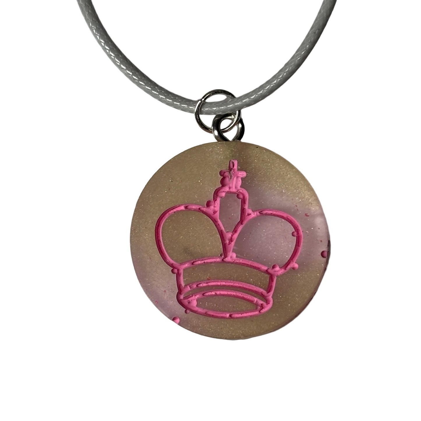 Cream Pink King - Handmade Resin Chess Necklace
