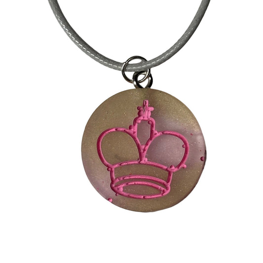 Cream Pink King - Handmade Resin Chess Necklace