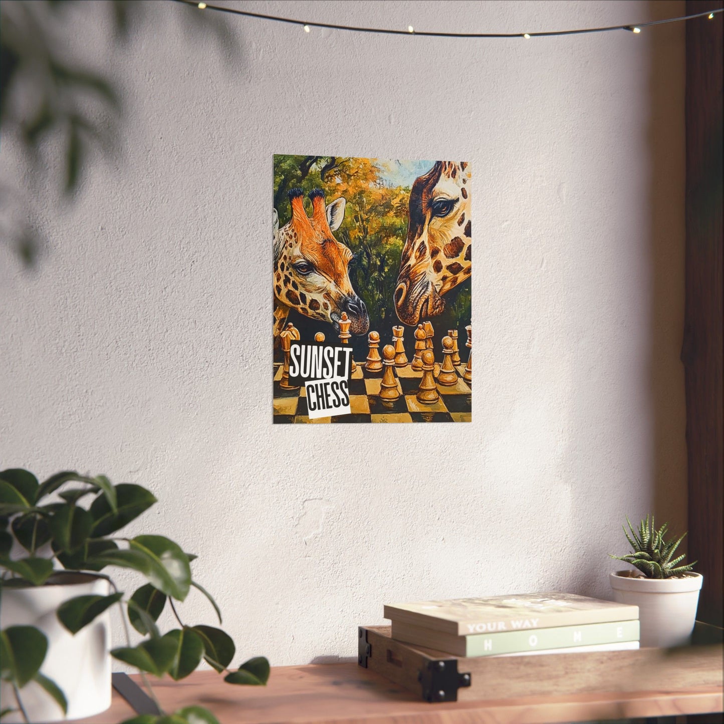 Giraffes Play Chess - Matte Vertical Poster 11"x14"