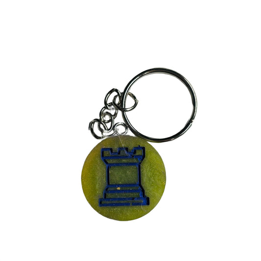 Green Purple Rook - Handmade Resin Keychain
