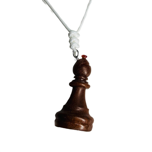 Bronze Brown Bishop - Handmade Resin Chess Necklace