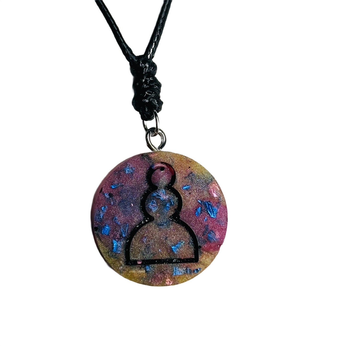 Pink/Yellow Crystal Pawn - Handmade Resin Chess Necklace