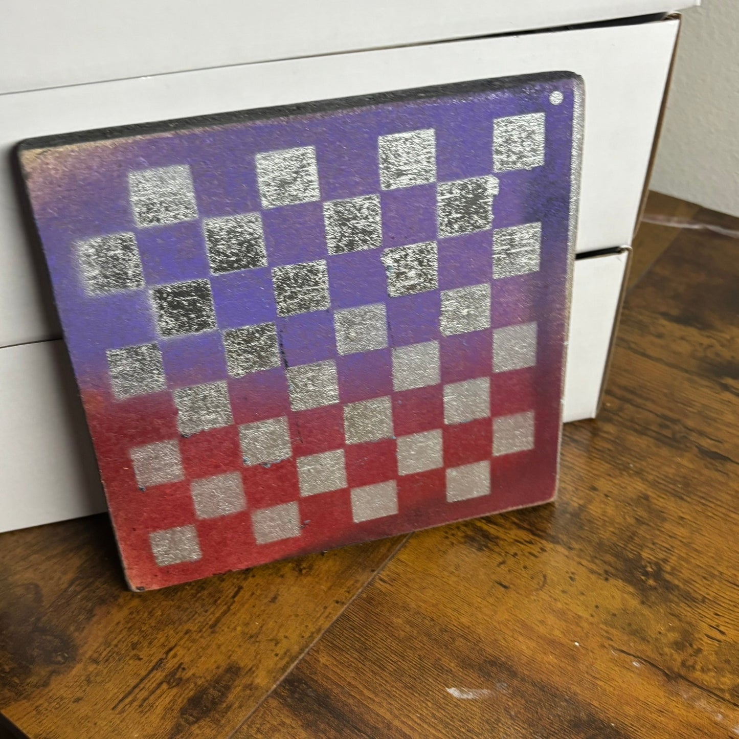 Red & Purple Chrome - Painted Double Sided Chess Board