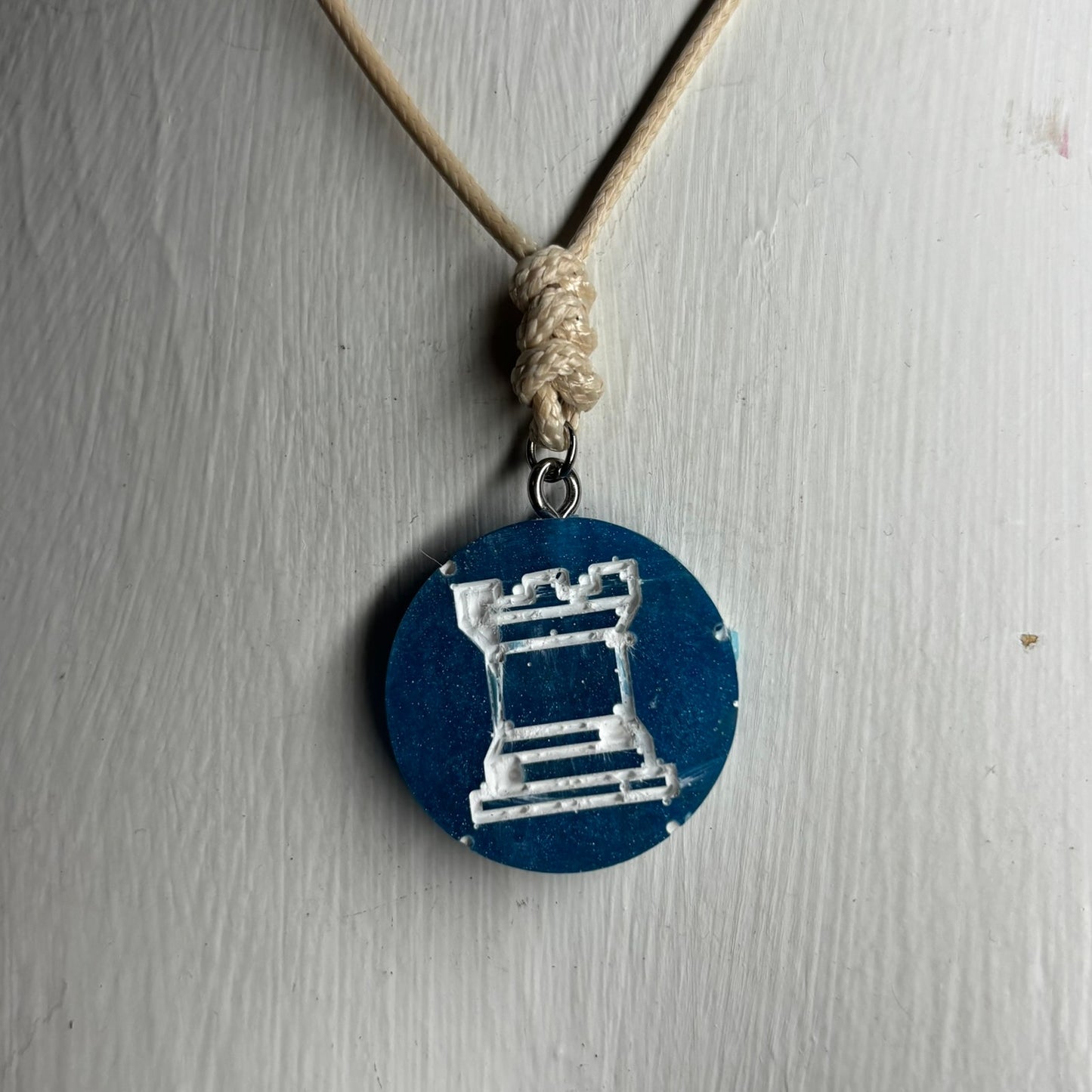 Blue Rook - Handmade Resin Chess Necklace