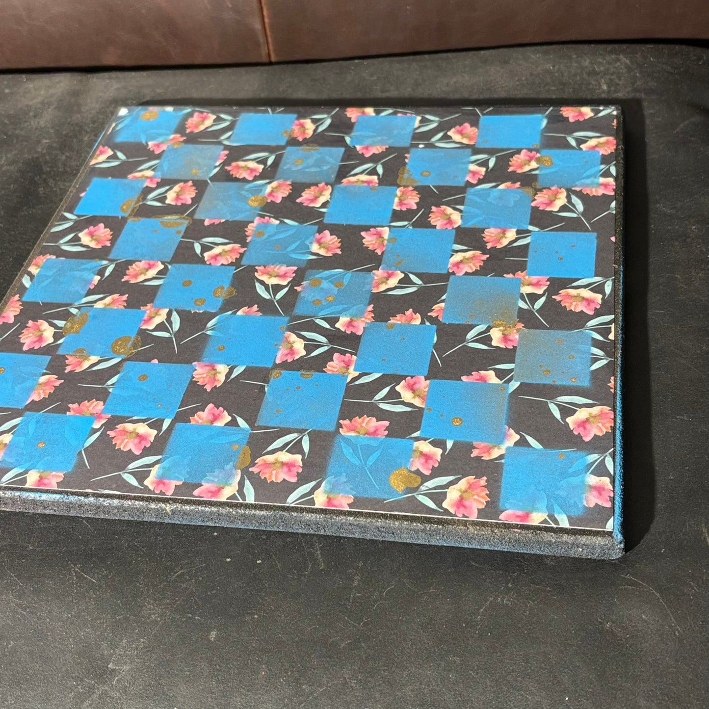 Blue Vintage Flower - Scrapbook Chess Board