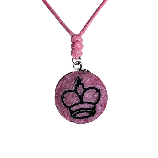 Simple Pink King - Handmade Resin Chess Necklace