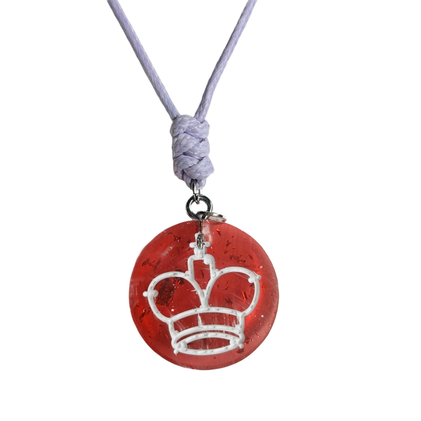 Red Sparkle King - Handmade Resin Chess Necklace