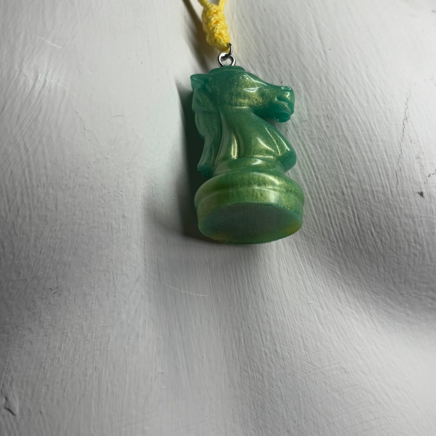Green Solid Knight - Handmade Resin Chess Necklace