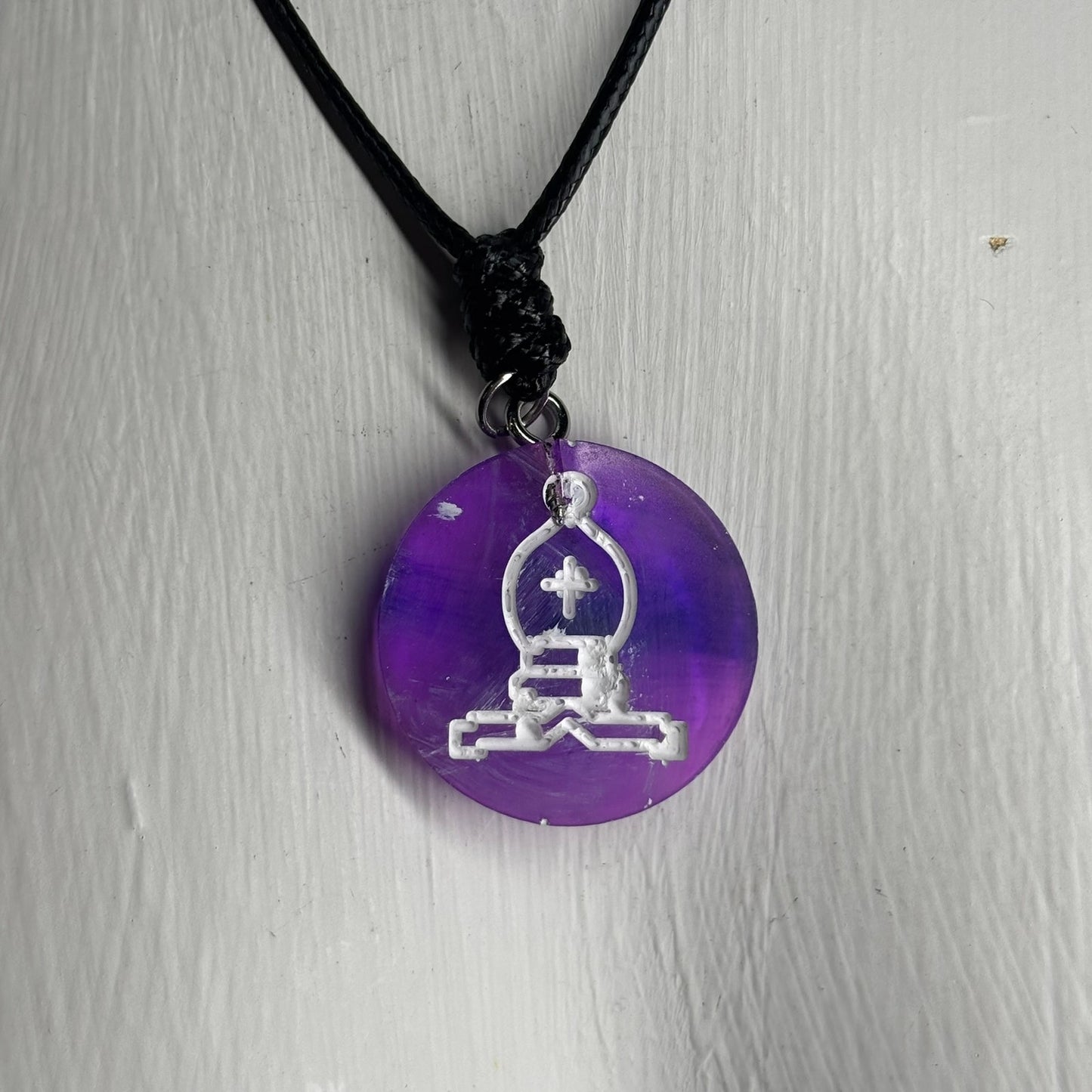 Purple Bishop - Handmade Resin Chess Necklace