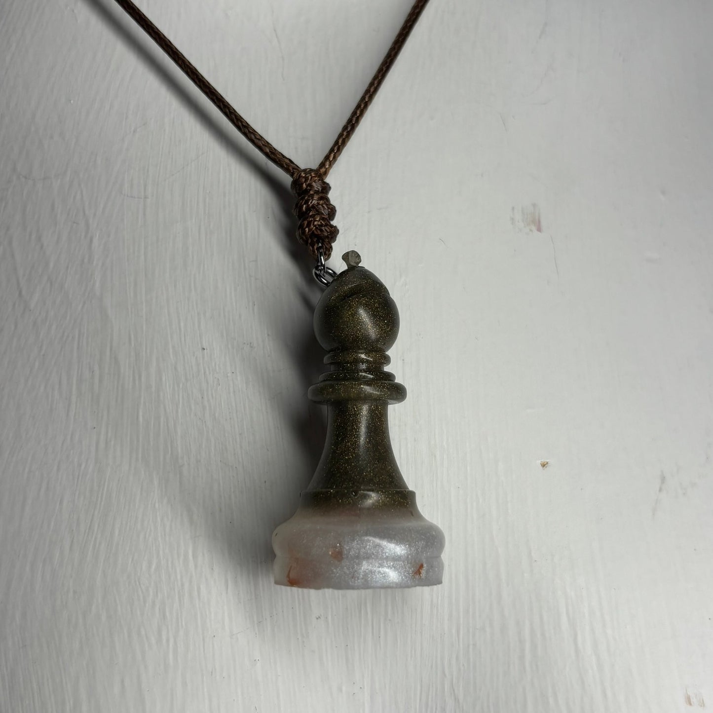 Vintage Green Bishop - Handmade Resin Chess Necklace