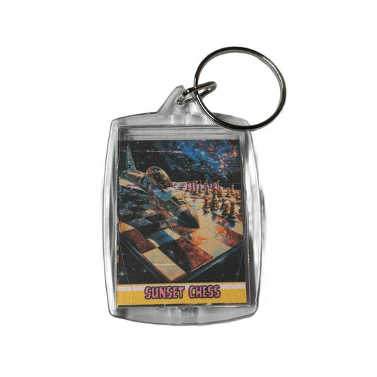 Space Jet - Sunset Chess Photo Keychain