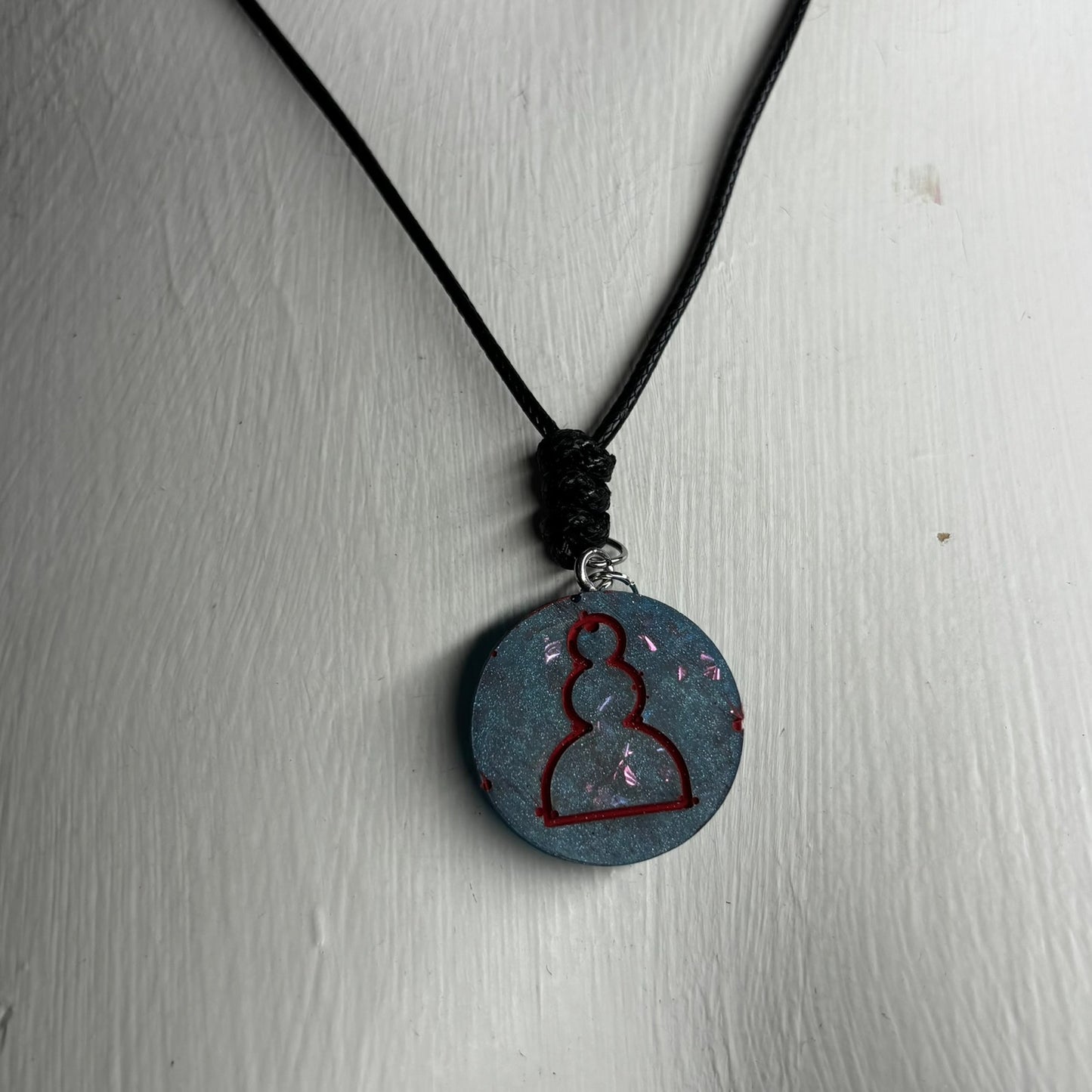 Dark Blue Pawn - Handmade Resin Chess Necklace