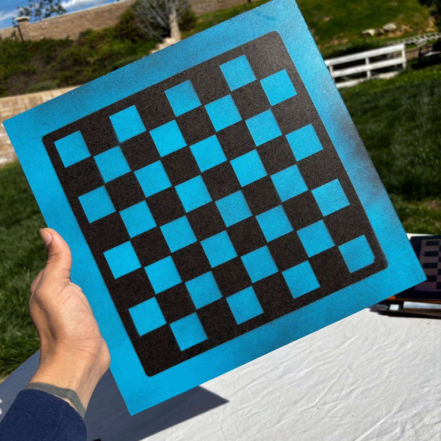 Blue & Black - Painted Chess Set