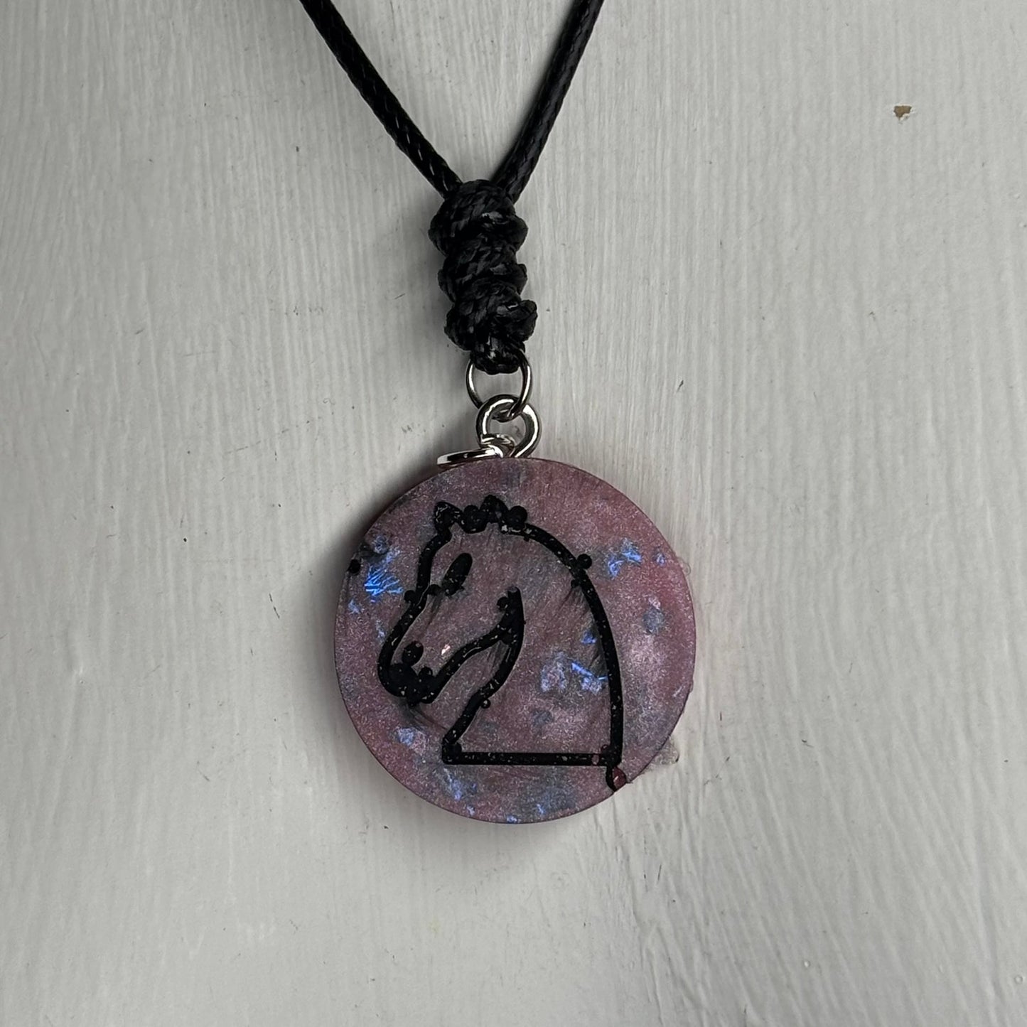 Crystal Purple Knight - Handmade Resin Chess Necklace