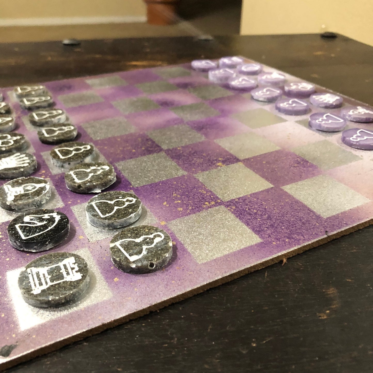 Purple Chrome Space- Painted Chess Set
