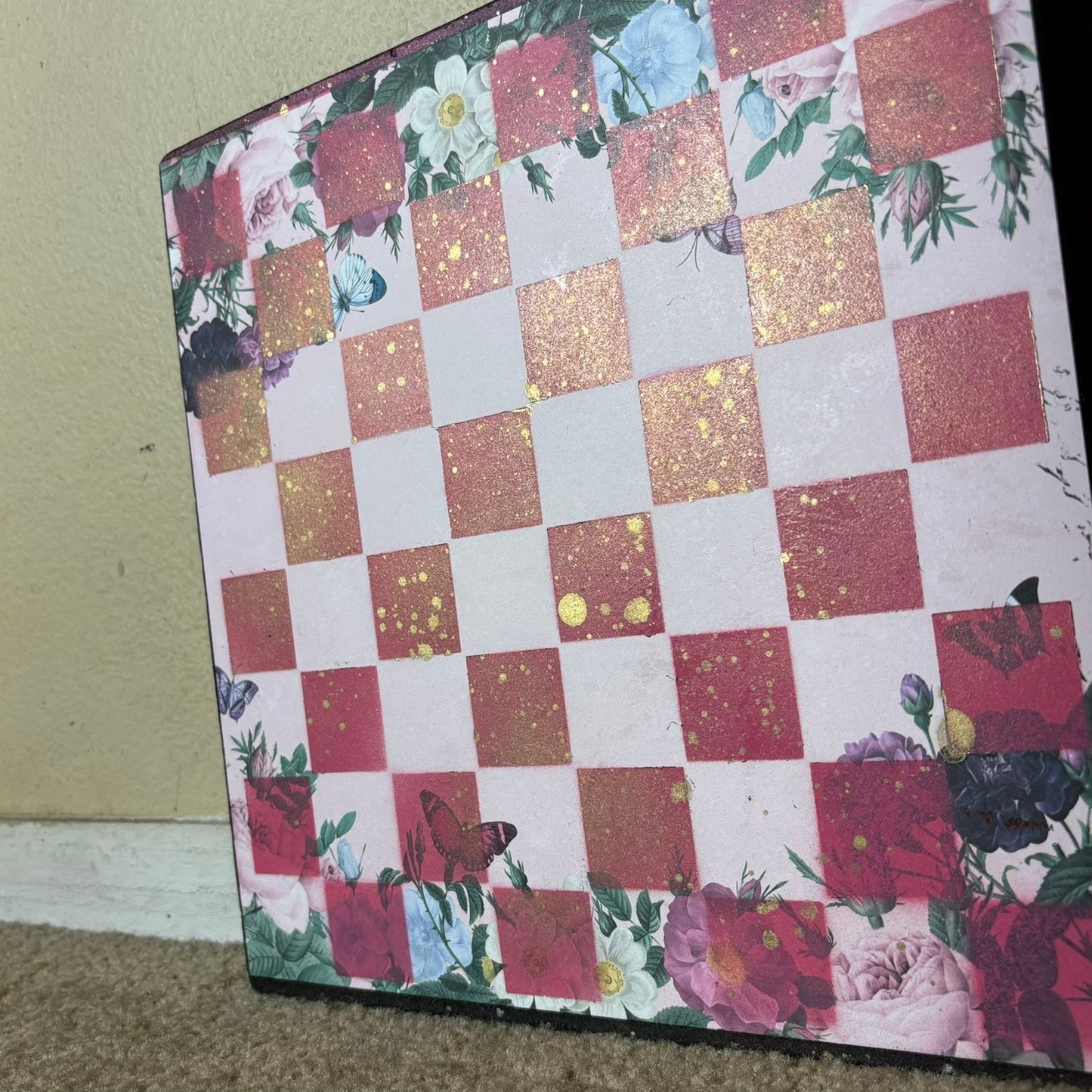 Hot Pink Garden - Scrapbook Chess Board