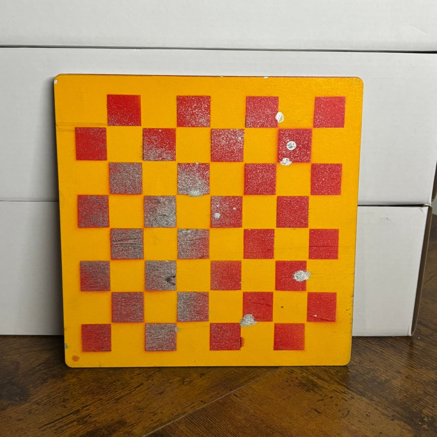 Yellow & Red Chrome - Painted Thin Wooden Chess Board