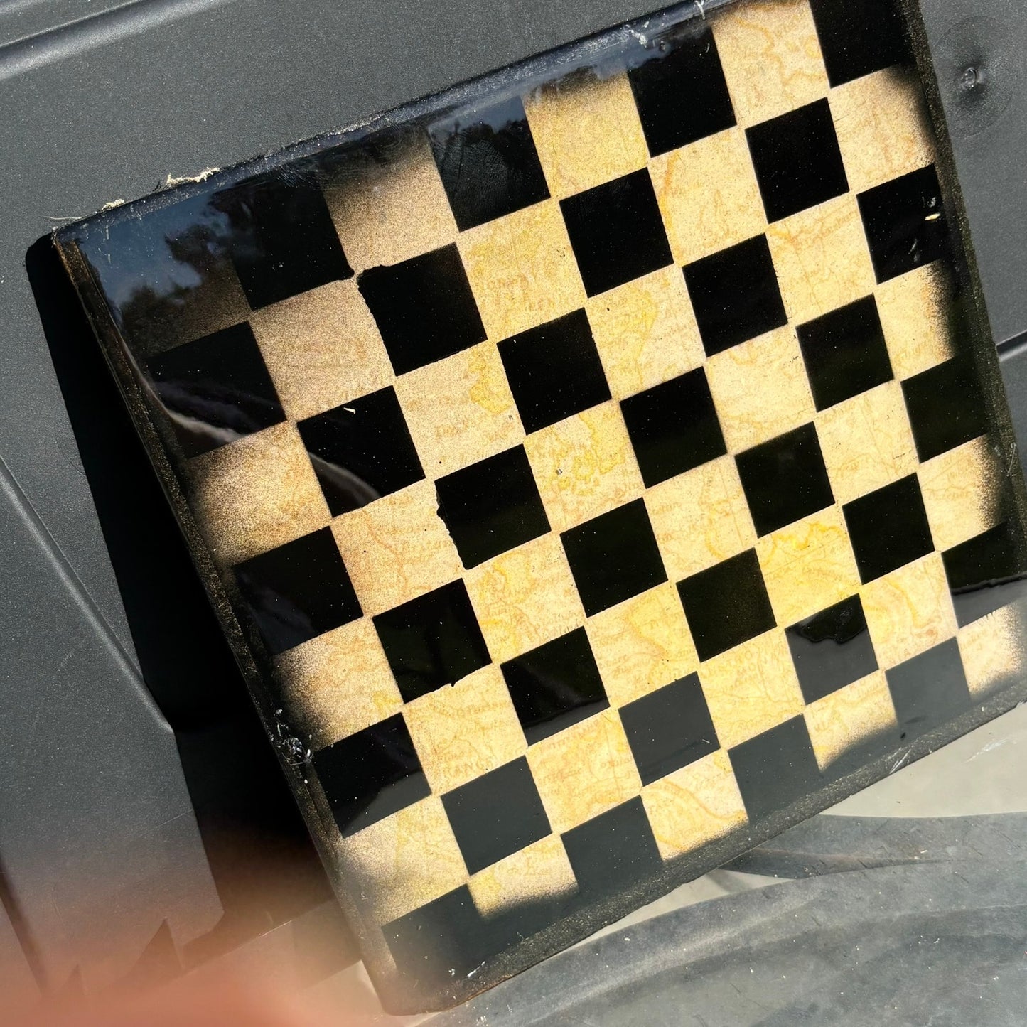 Yellow Map - Resin Coated Chess Board