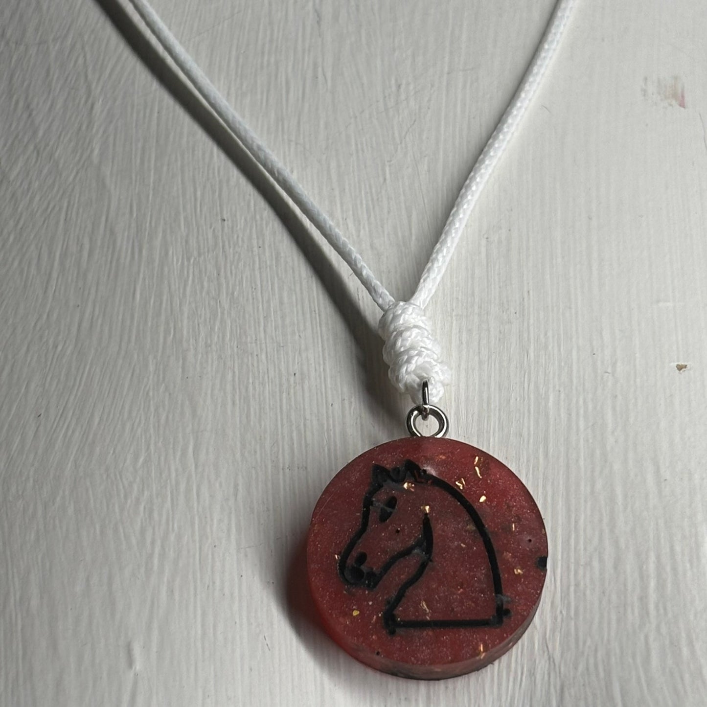 Crystal red Knight - Handmade Resin Chess Necklace