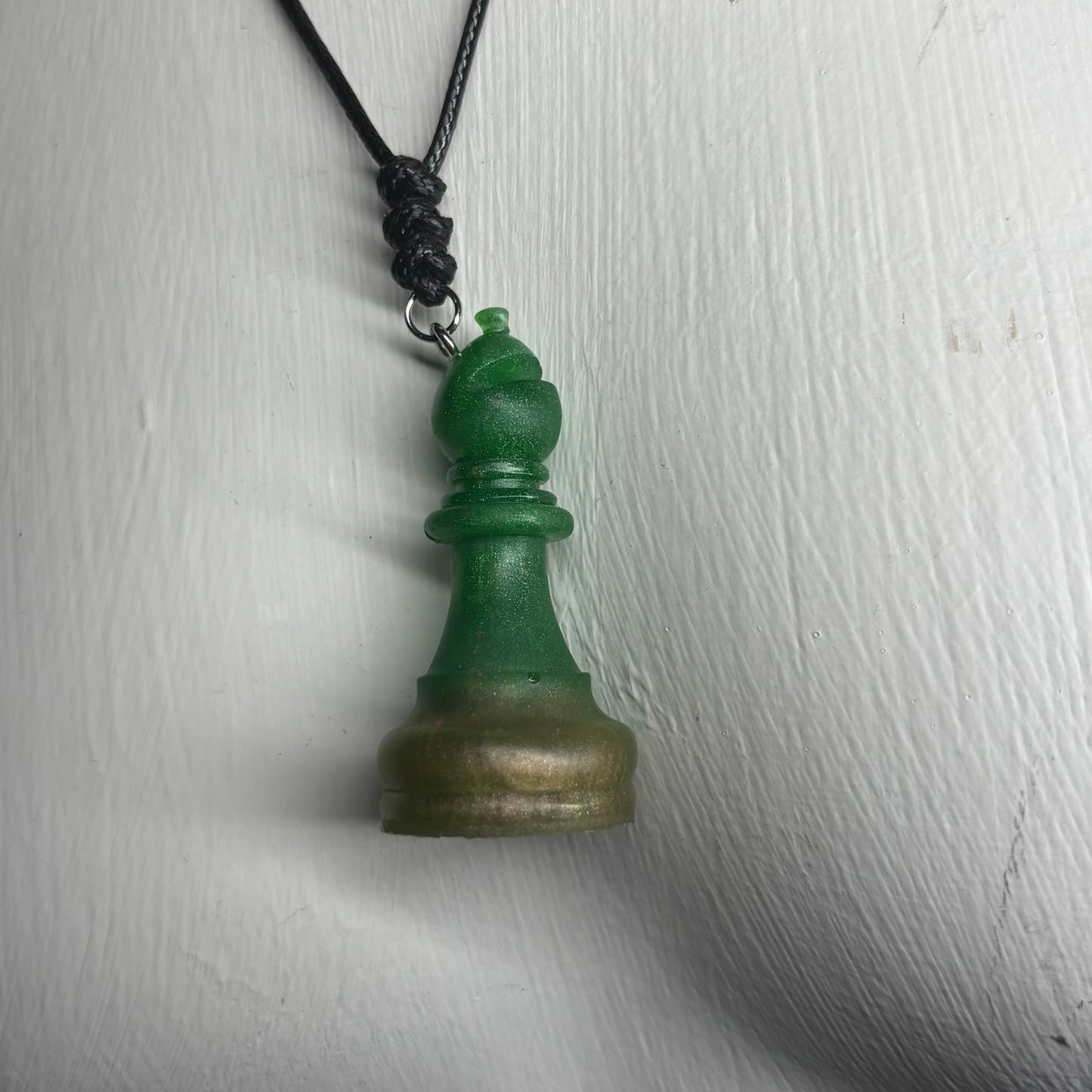 Green Bishop - Handmade Resin Chess Necklace