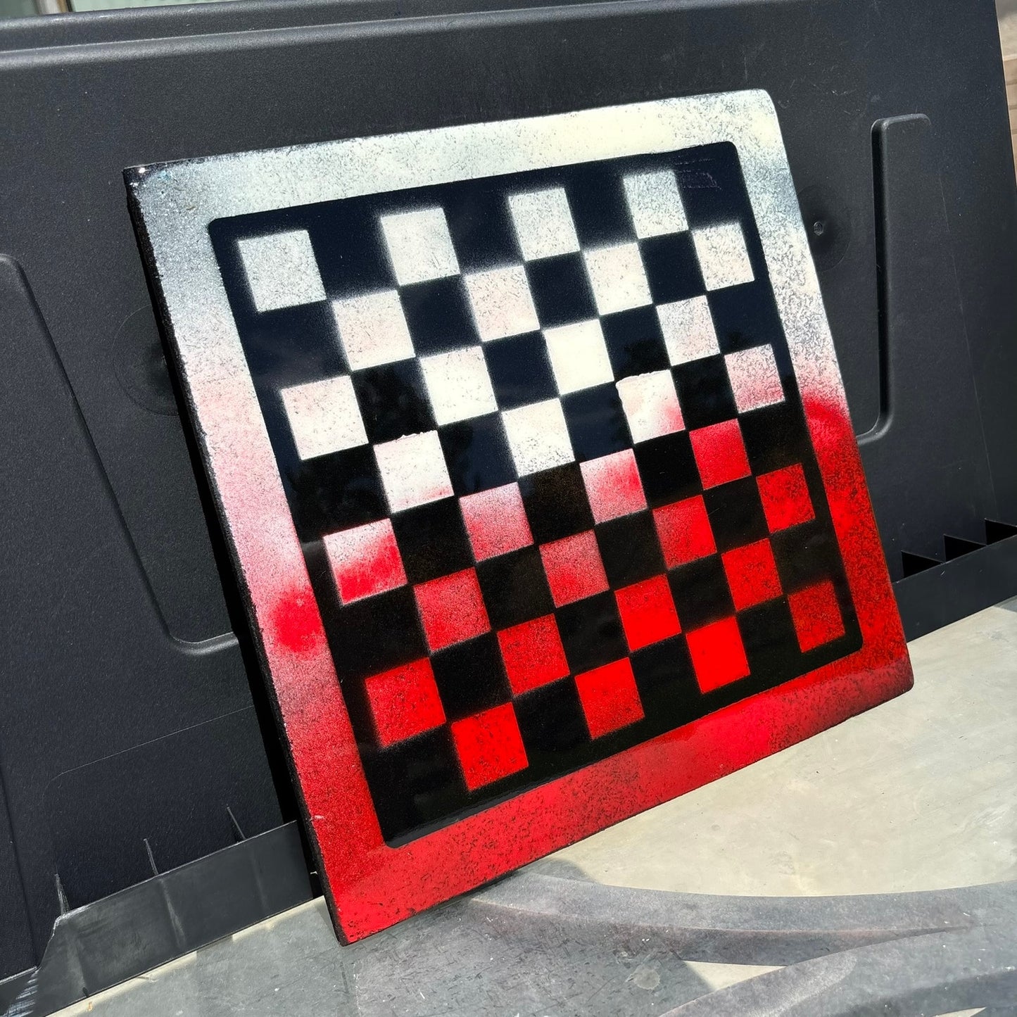 Red White Void - Resin Coated Chess Board