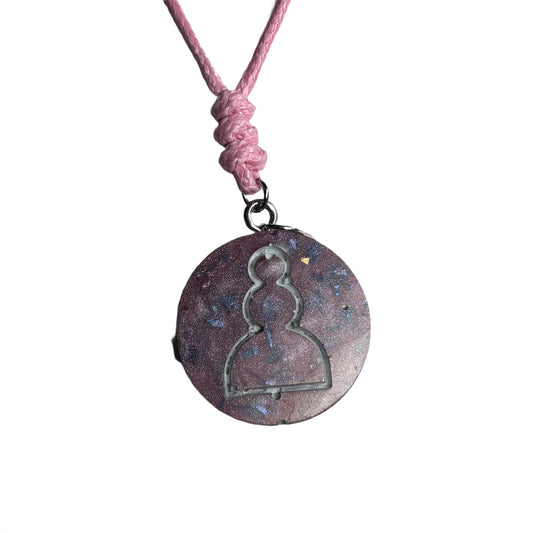Purple Crystal Pawn - Handmade Resin Chess Necklace