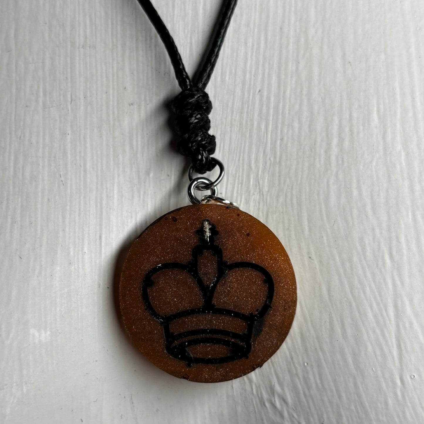 Coffee Brown King - Handmade Resin Chess Necklace