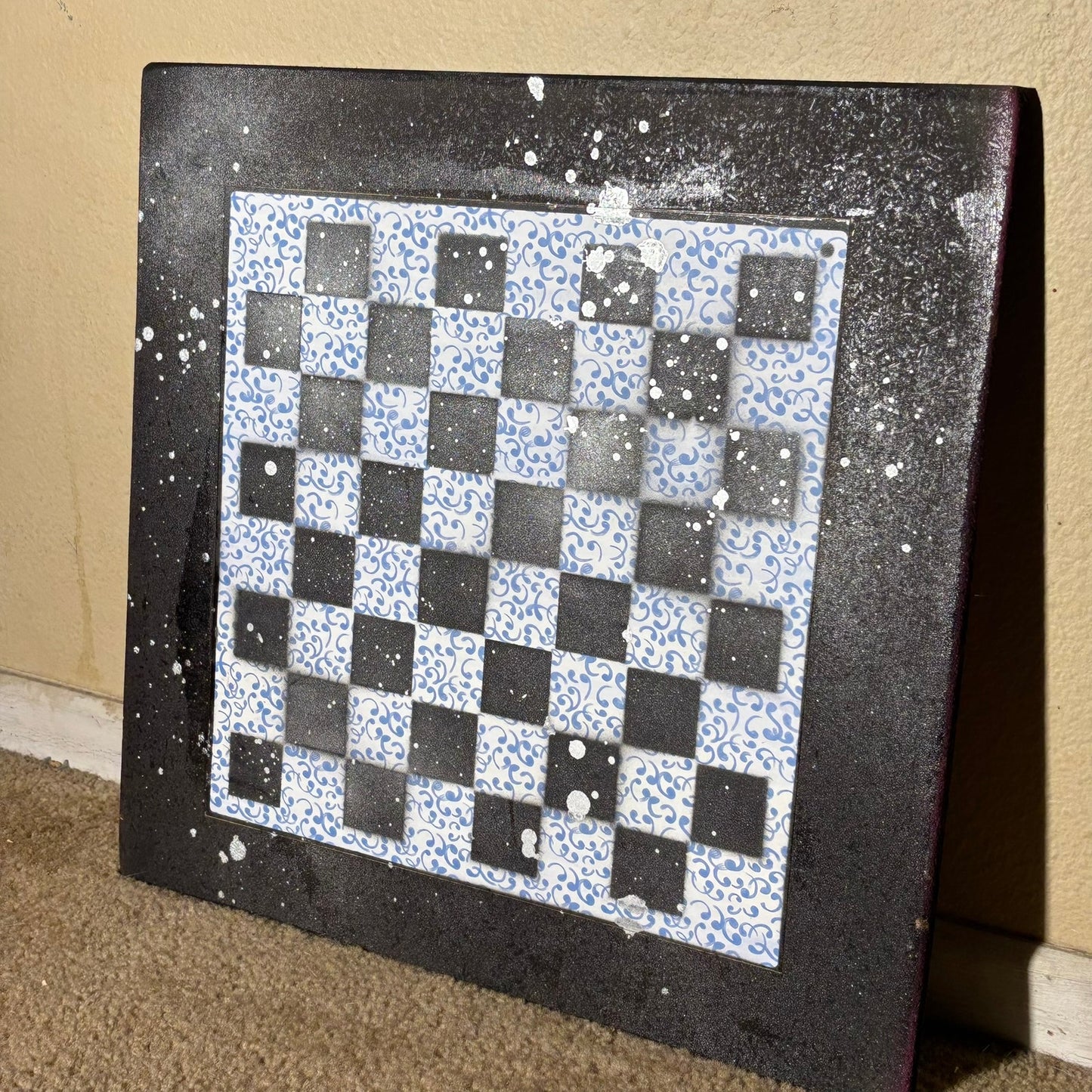 Blue Wave Pattern - Large Scrapbook Chess Board