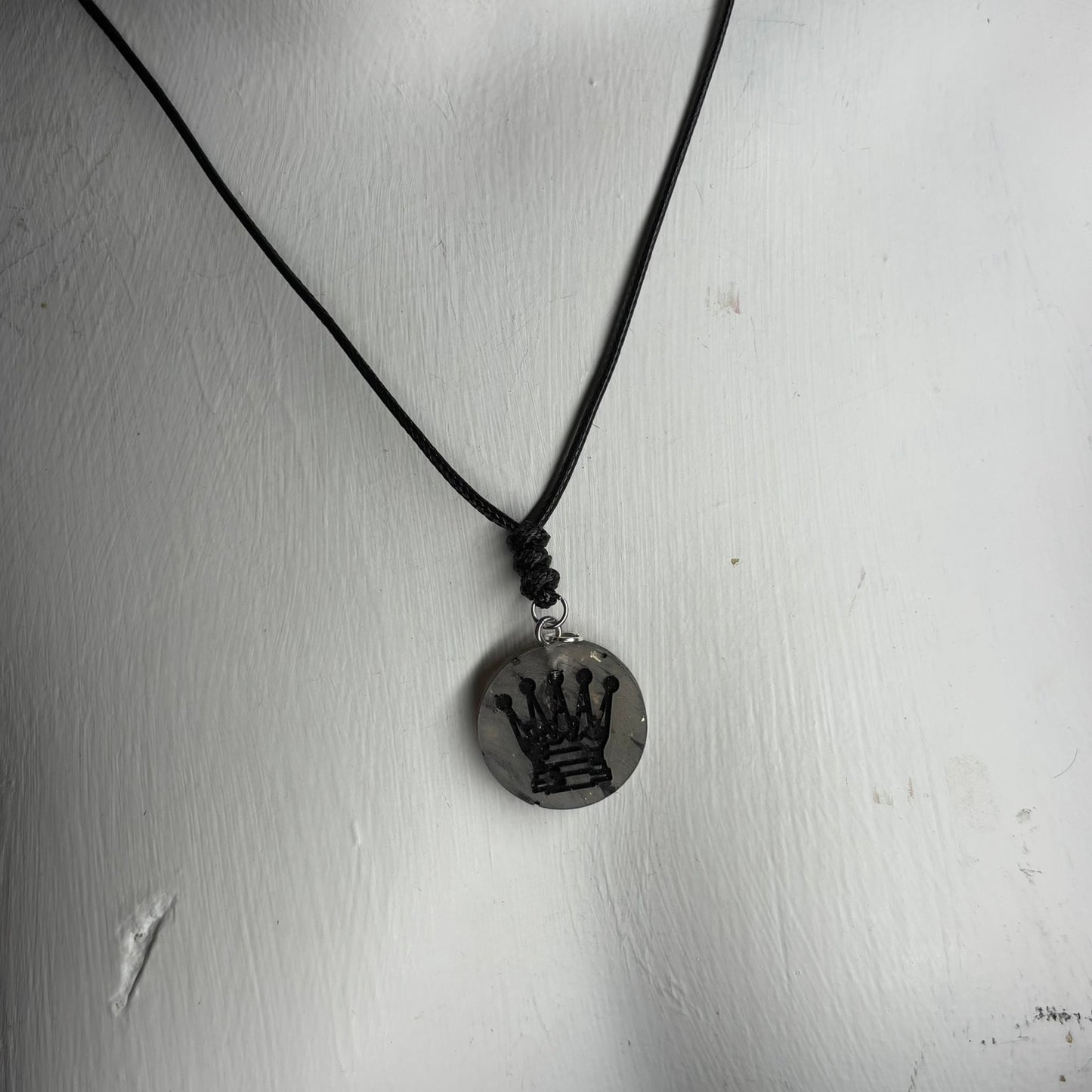 Silver Queen - Handmade Resin Chess Necklace