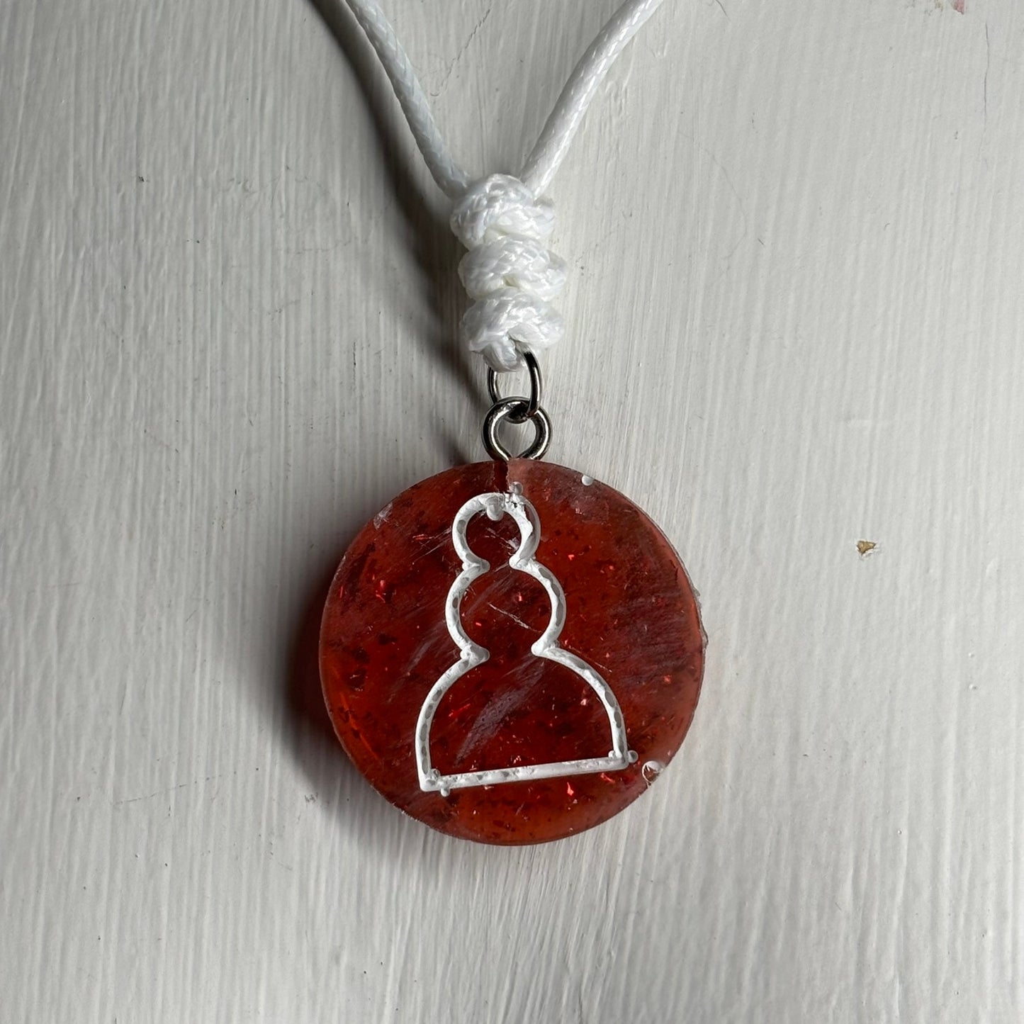 Burnt Red Pawn - Handmade Resin Chess Necklace